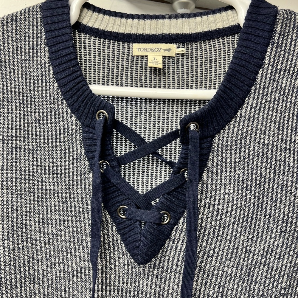 Toad&Co Navy and White Striped Sweater - Picture 2 of 7